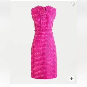J. Crew NWT hot pink V-neck sheath dress in tweed size 00